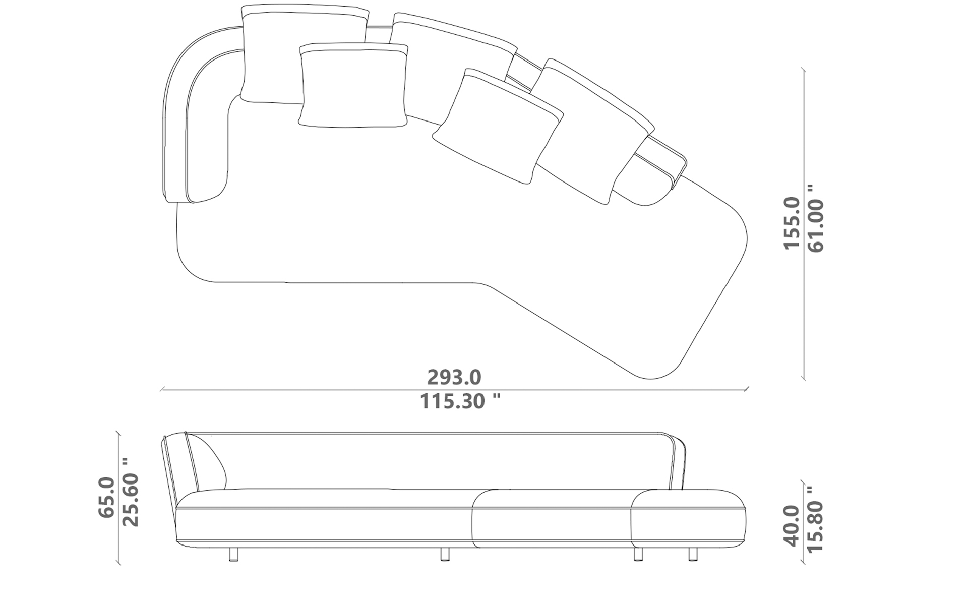 Alma sofa oblique dx