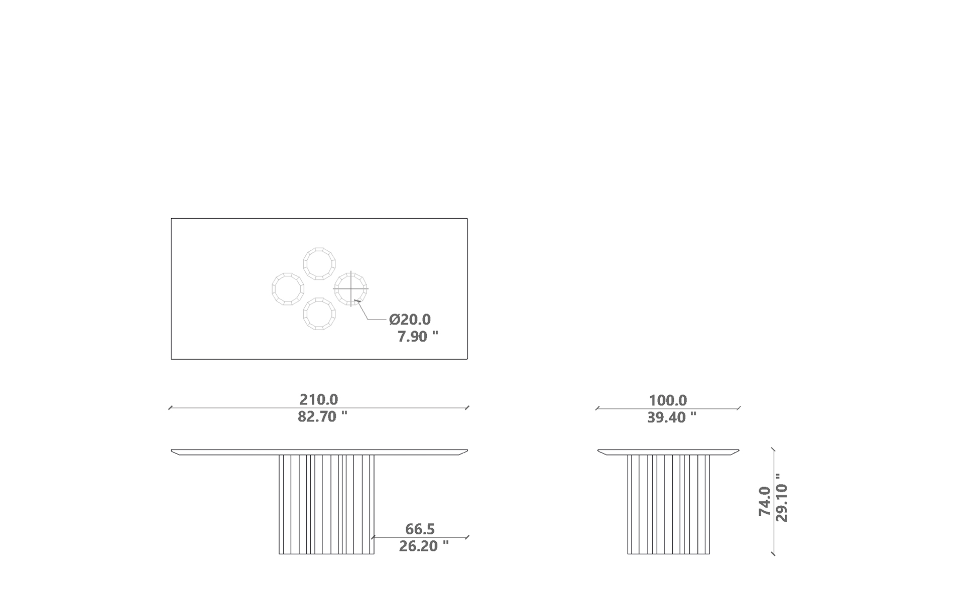 Salinas Dining table 210x100